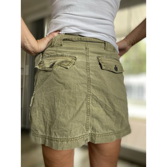FREE PEOPLE Army Green Mini Cotton Cargo Skirt 4 - Picture 2 of 10